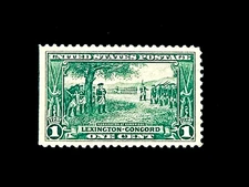 US Stamp - 1925 Lexington Concord Issue 1c Sn 617 Mint OG H r25