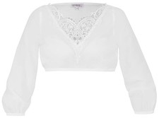 Dirndlbluse Viechtach ecru Spitze Chiffon hochgeschlossen 3/4-Arm von MarJo 