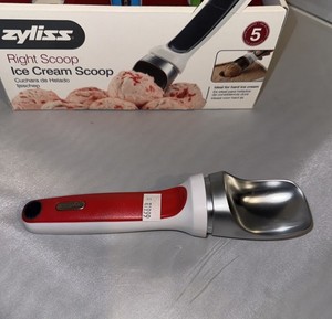 Zyliss lce Cream Scoop Weighted Ergonomic Balanced Red Handle Metal