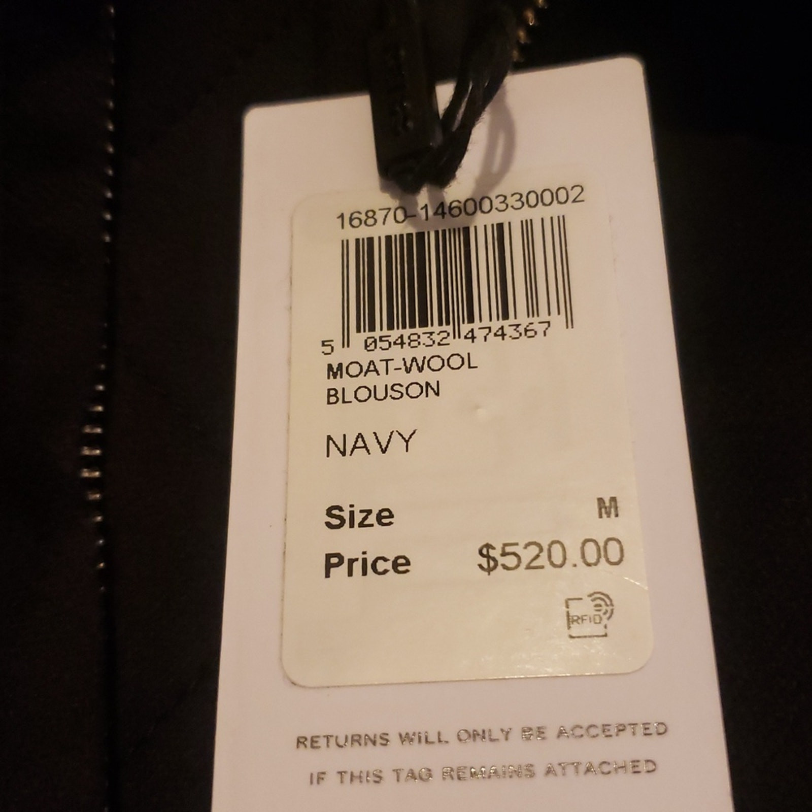 REISS MEN'S WOAT - WOOL BLOUSON, NAVY, SIZE M, ORIGINALLY $520.00 image 4