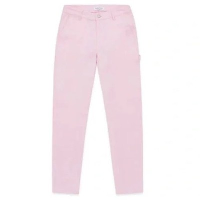 TEDDY FRESH Women's Carpenter Pants Sz 30 Pink Straight Leg Stretch Workwear EUC