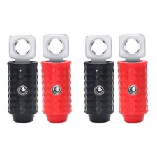 Recoil HR4Q 4 Gauge Set Screw Brass Ring Terminals Battery Connectors, Two Pair