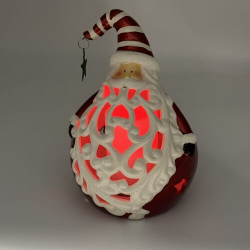 Home Reflections QVC 7.5” Santa With Flameless Color Changing Candle With Box