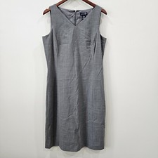 Ann Taylor Womens Wool Pencil Sheath Dress Size 12 Gray Sleeveless Office Career