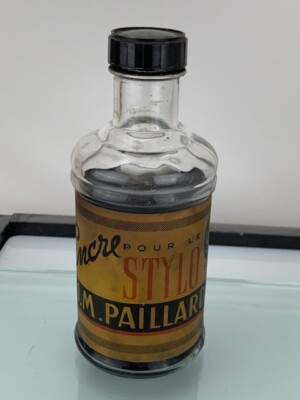 J.M.Paillard Encre Pour La Stylo Bleue Noire 16 oz Ink Bottle + Ink France e866