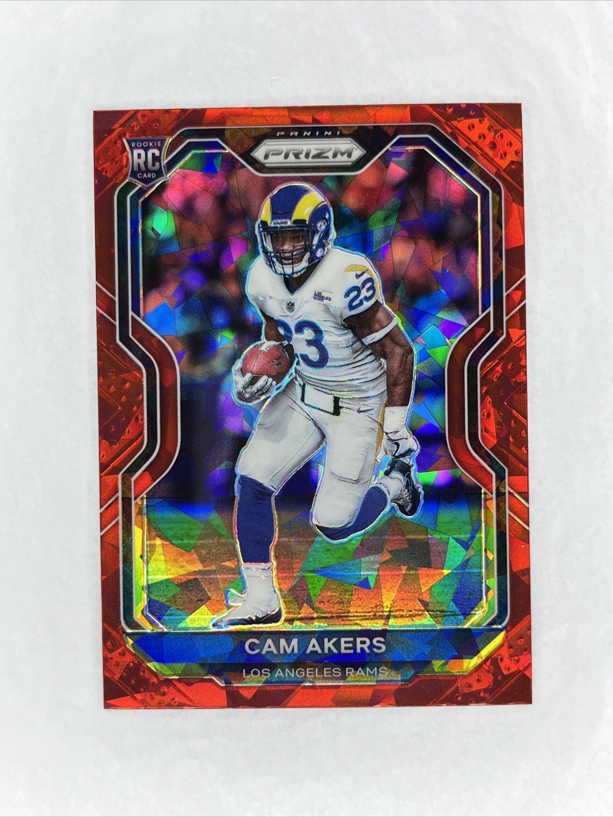 2020 Panini Prizm Cam Akers Red Cracked Ice Rookie LA Rams RC #376