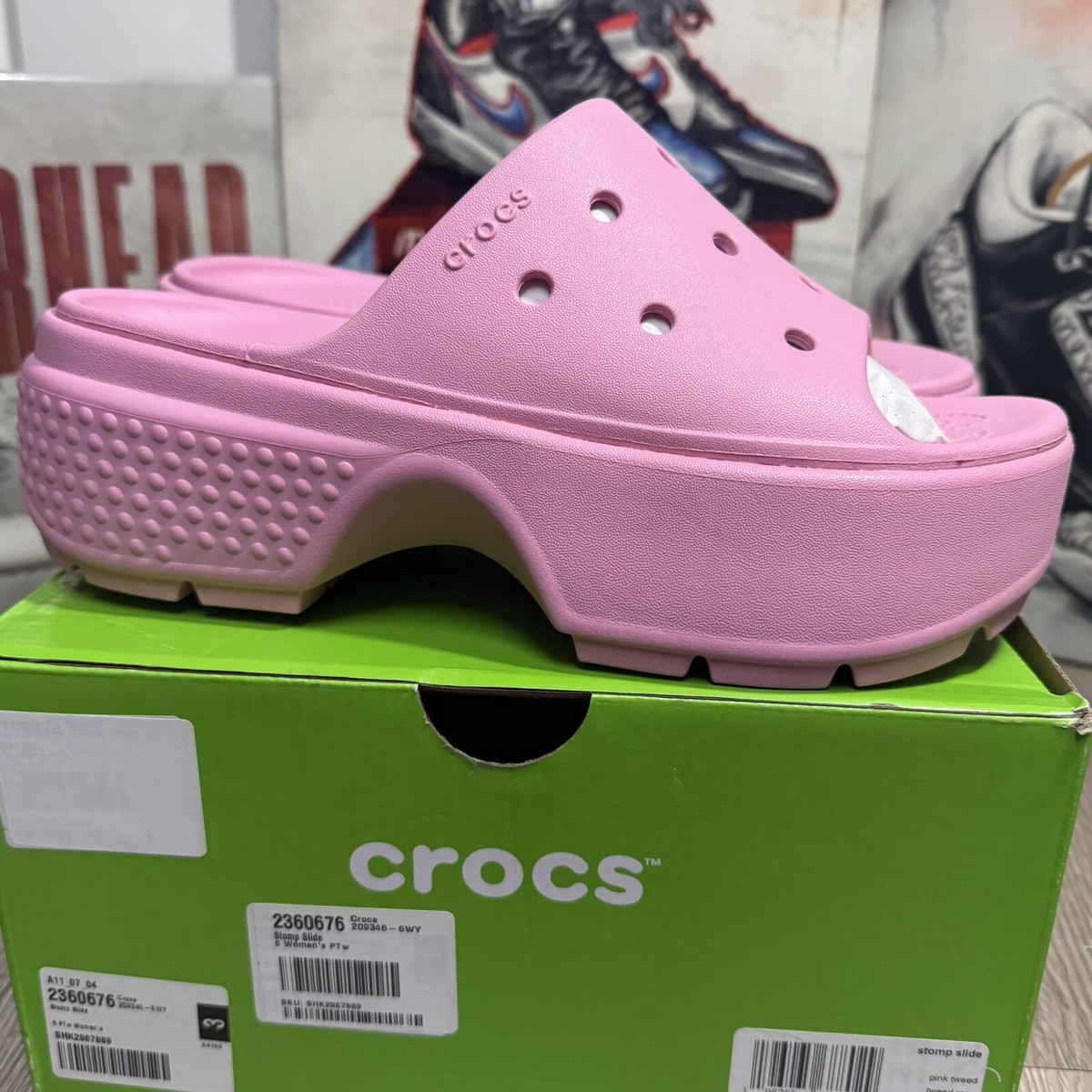 New Women Crocs Pink Platform Stomp Slide Sizes W6, W7, W8