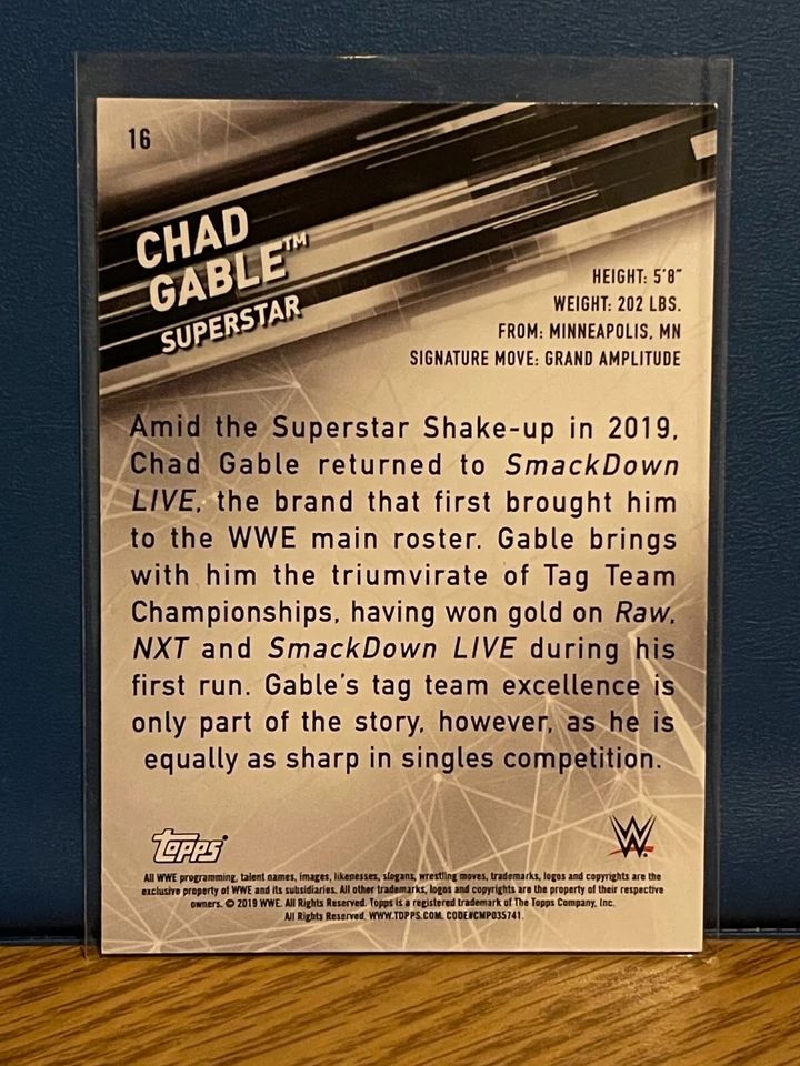 2019 Topps WWE Smackdown Live Superstar #16 Chad Gable - Image 2 of 2