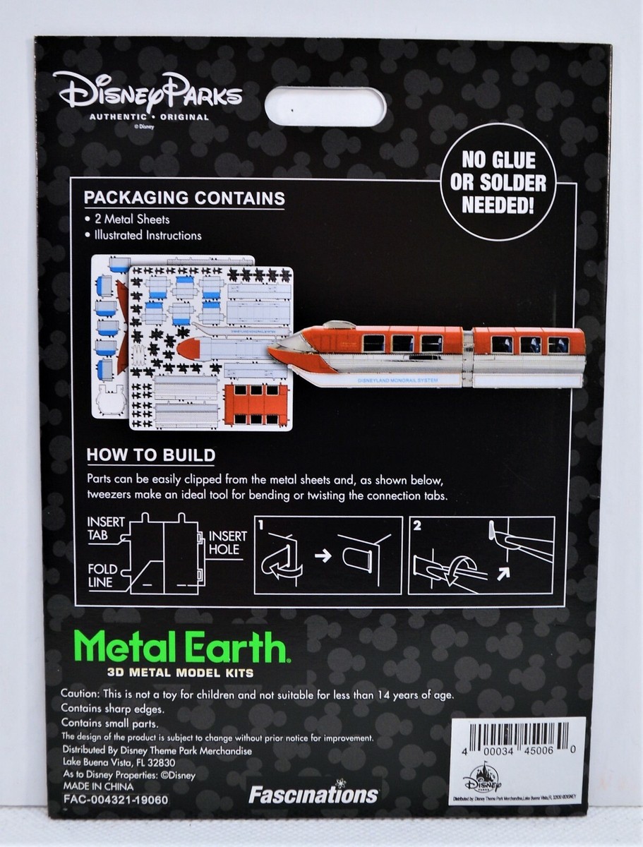 Disney Parks Exclusive Disneyland Mark l Monorail Metal Earth 3-D