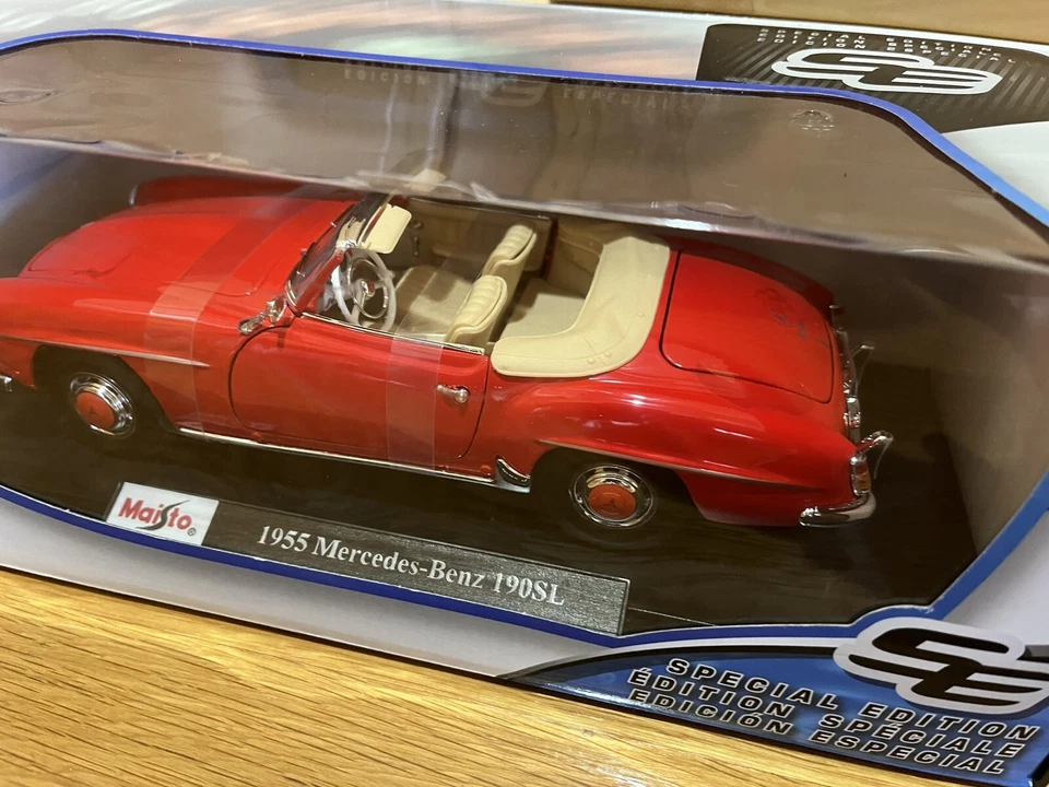 Mercedes Benz 190SL 1955 Maisto escala 1:18 rojo convertible clásico diecast SE Foto 3 de 4