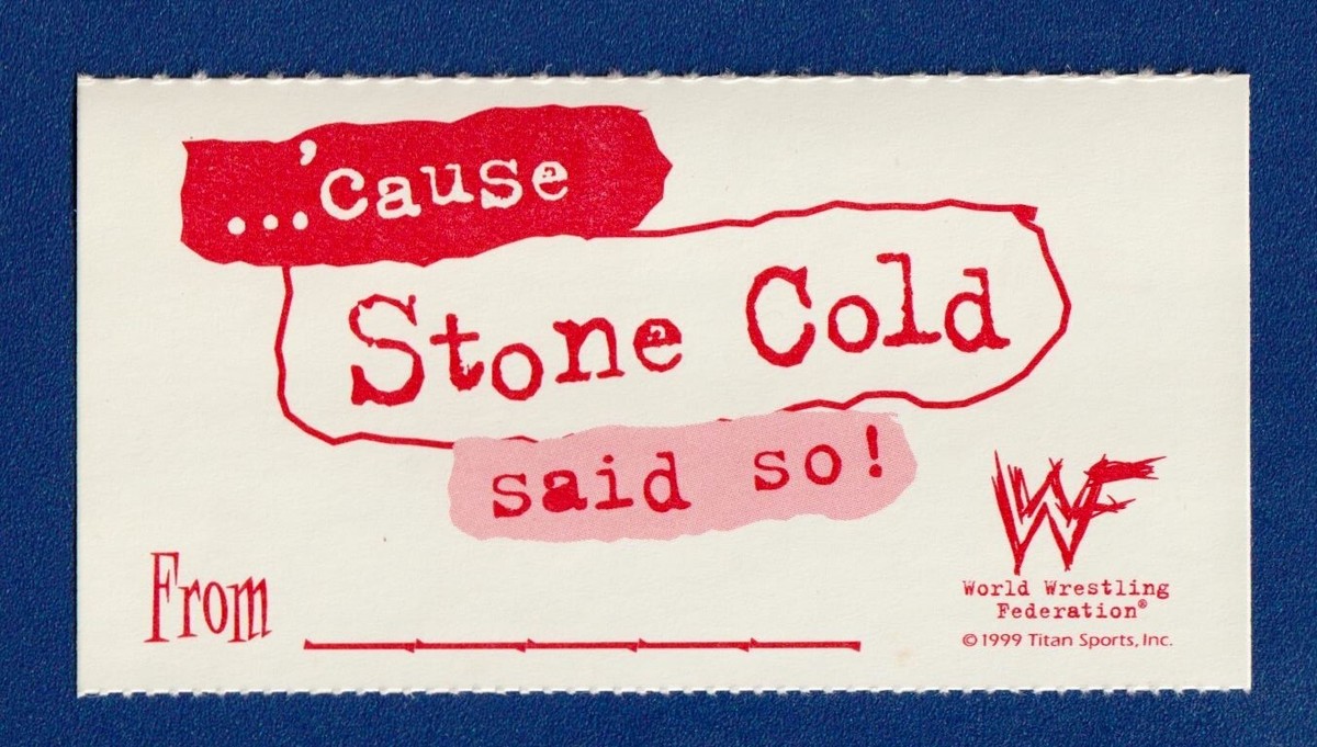 STEVE AUSTIN 1999 WWF Valentine's Day Card Wrestling Stone Cold