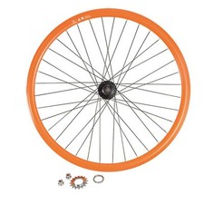 Roue fixie 700 ar ecrou axe plein jante orange mach1 430. moyeu noir flip/flop