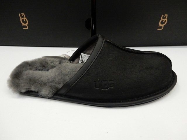black leather ugg slippers