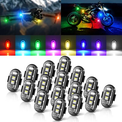 8/12/16/20X RGB LED Strobe Light Wireless Remote Control For Car Bike Motorcycle