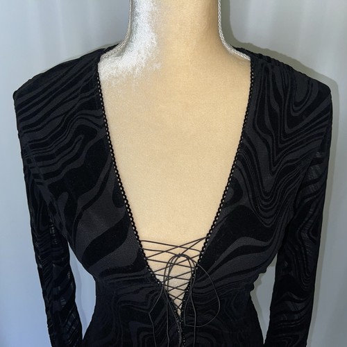 Fashion Nova Caught Up Mesh Black Mini Dress Size M - Picture 3 of 15
