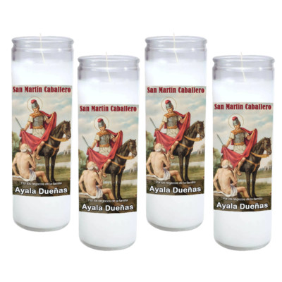 Set de 4 velas religiosas personalizadas de San Martin Caballero