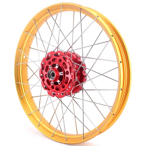 VMX 21/18 Tubeless Wheels for CRF1000L 2016-2020 Honda Africa Twin Red Hubs Gold - Picture 5 of 12