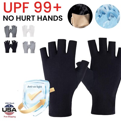 Cool Ice Silk Fingerless Gloves Women Summer Sunblock UV-Protect Driving Gloves