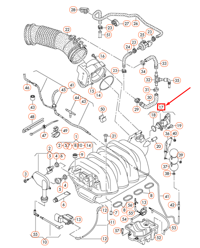 r Audi A6 & A8 Quattro S5 Intake Manifold Vent Pipe 079133424S Genuine