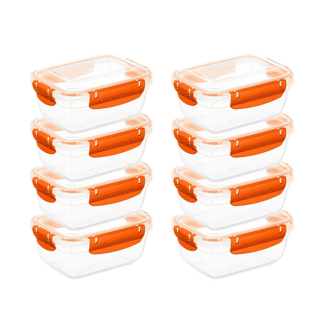 Superio Plastic Food Storage Containers, Airtight Lids, 27 oz., Orange, 8 pack