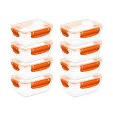 Superio Plastic Food Storage Containers, Airtight Lids, 27 oz., Orange, 8 pack