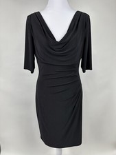 Lauren Ralph Lauren 6 Black Ruched Side Jersey Sheath Dress Classic Cocktail