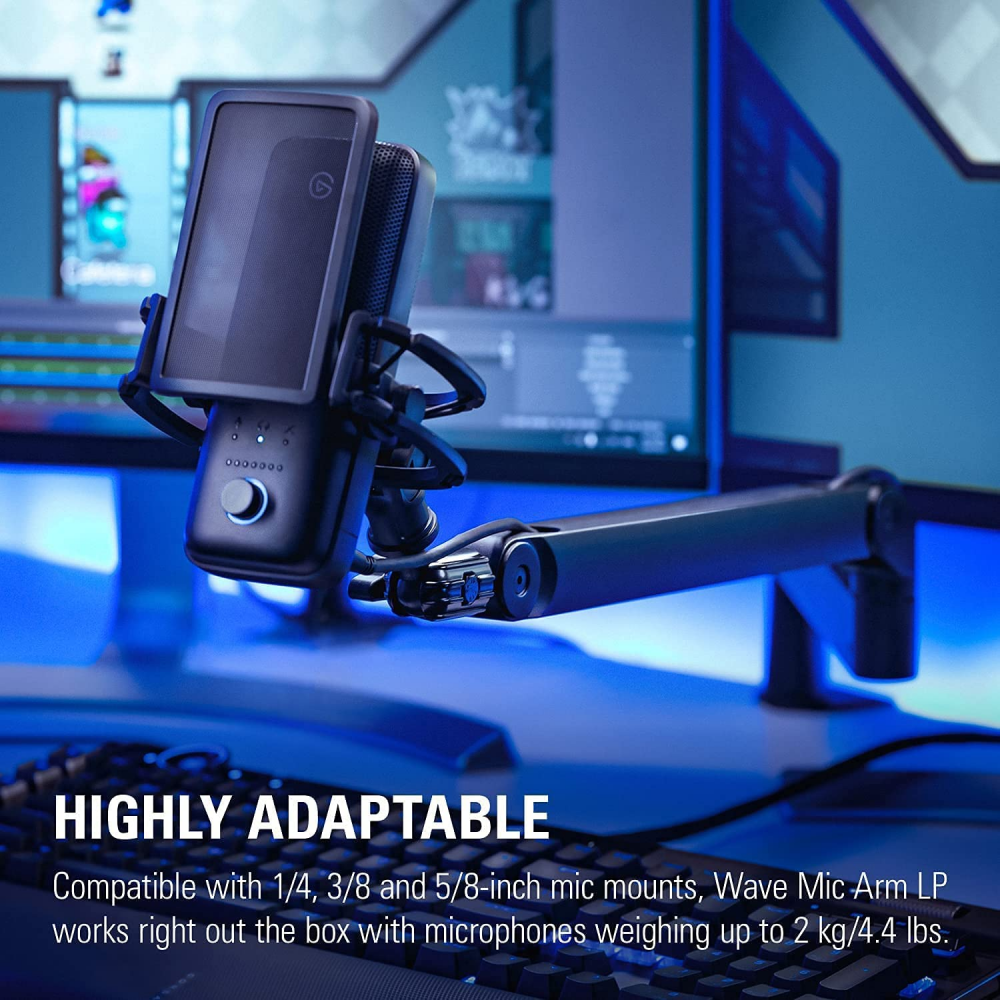  Elgato Wave Mic Arm LP - Micrófono de perfil bajo premium con  canales de gestión de cables, abrazadera de escritorio, montaje versátil y  totalmente ajustable, perfecto para podcast, transmisión, : Instrumentos