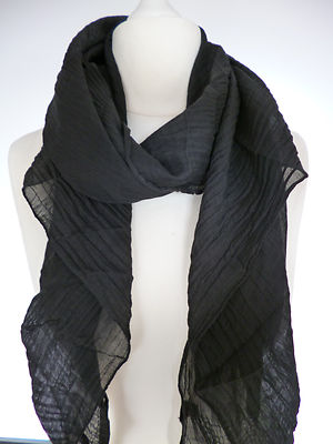 Schal Tuch Loop Made in Italy schwarz black uni Seide Baumwolle Ibiza Style