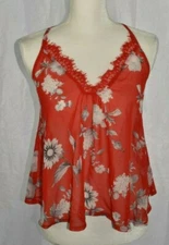 LF Seek The Label NWT SIze S Red Sheer Floral Eyelash Collar Top $88 Nice