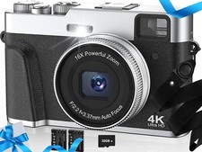 4K Digital Camera with SD Card Autofocus,48MP, 16X Zoom Travel Camera,2 Batterie