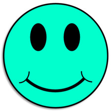 Aqua Smiley Face - 3 Pack Circle Stickers 3 Inch - Smile Happy Colorful