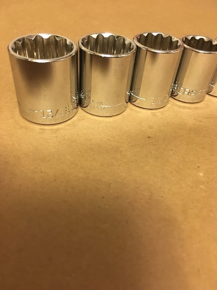 Craftsman Socket Set 3/8" Drive 10 Piece 12 Pt Point SAE Inch Chrome 1/4- 13/16 - Image 2 of 4