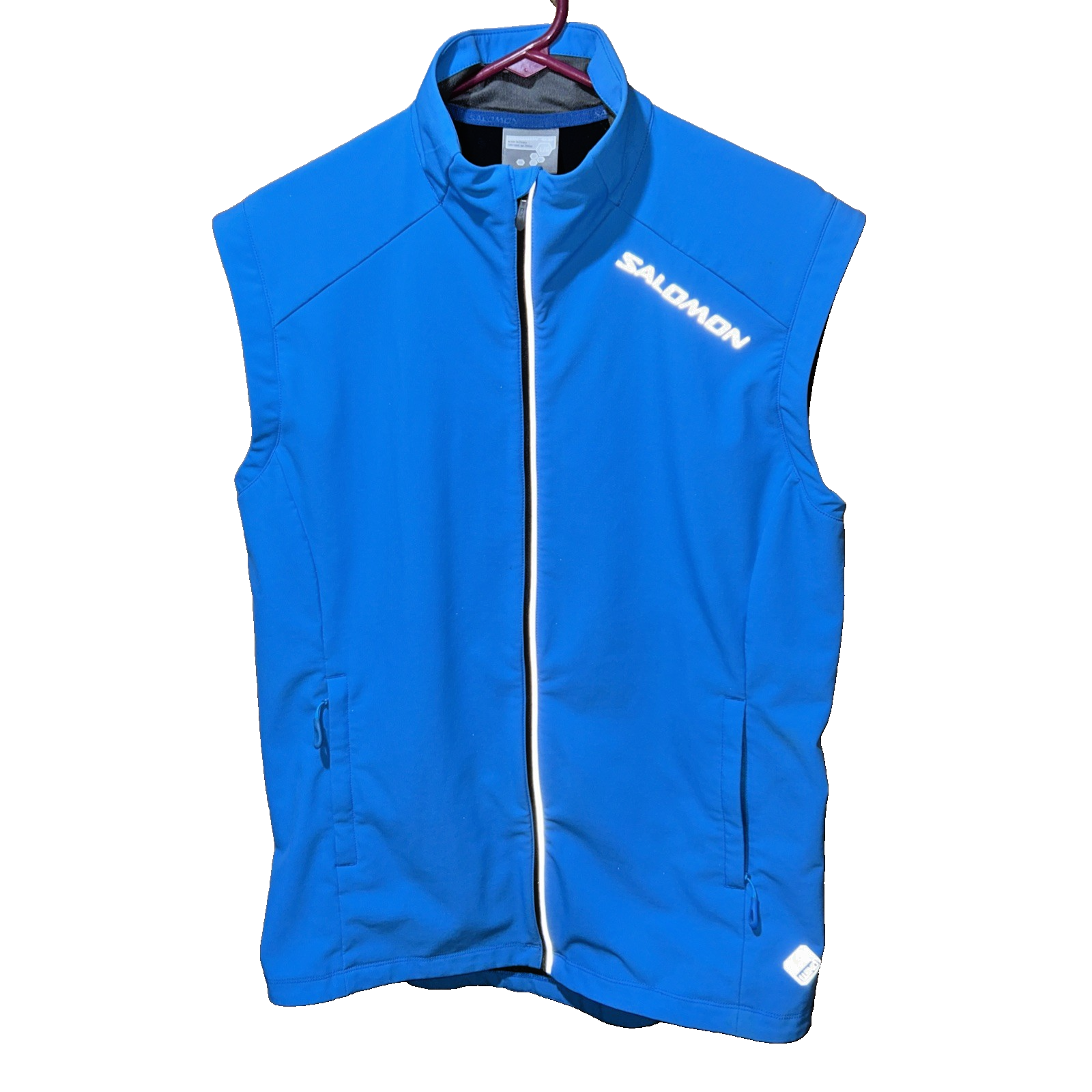 Salomon Clima Wind Gilet Donna Ciclismo Corsa Riflettente Full Zip Blu Taglia L