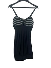Guess Black Metallic Silver Sweetheart Babydoll Y2K 90s Tunic Spaghetti Top S