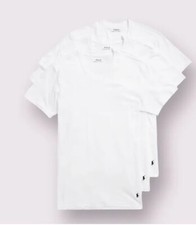 Polo Ralph Lauren 5-Pack Men's Classic Fit Cotton V-Neck T-Shirts White L New
