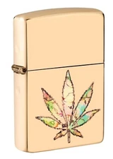 Zippo Windproof Marijuana Leaf Lighter, Multi-Colored Fusion, 49240, New In Box