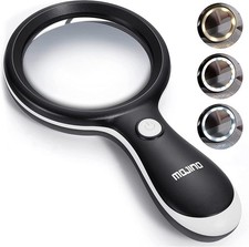 10X Lighted Large Handheld Reading Magnifier Glasses with 18 LED Lights for Macu
