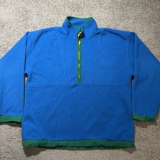 Vintage 90s GAP Arctic Light Fleece 1/4 Zip Pullover Blue Green Mens XL Korea