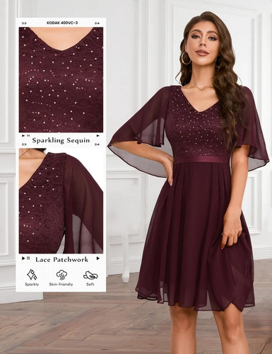 Elegancka burgundowa sukienka koktajlowa w rozmiarze 2XL, idealna na nocne wyjście - Zdjęcie 5 z 5