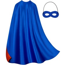 Adult Superhero Cape Mask Set - Double-Sided Blue Adult, Red