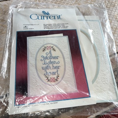 NEW SEALED 1985 CURRENT COUNTED CROSS STITCH  MOTHER  CARD KIT 5''X7'' #5129-5