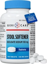 GeriCare Docusate Sodium Stool Softeners, Best 100 Count (Pack of 1) 
