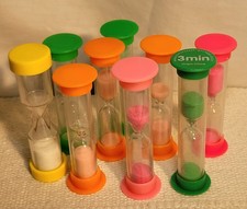 9 Sand Hourglass Timers for School, Games  Cooking 90 Sec 45 Min 3 min 7 