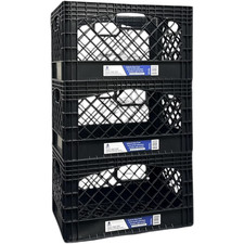 24QT 3 Pack Milk Crate Black