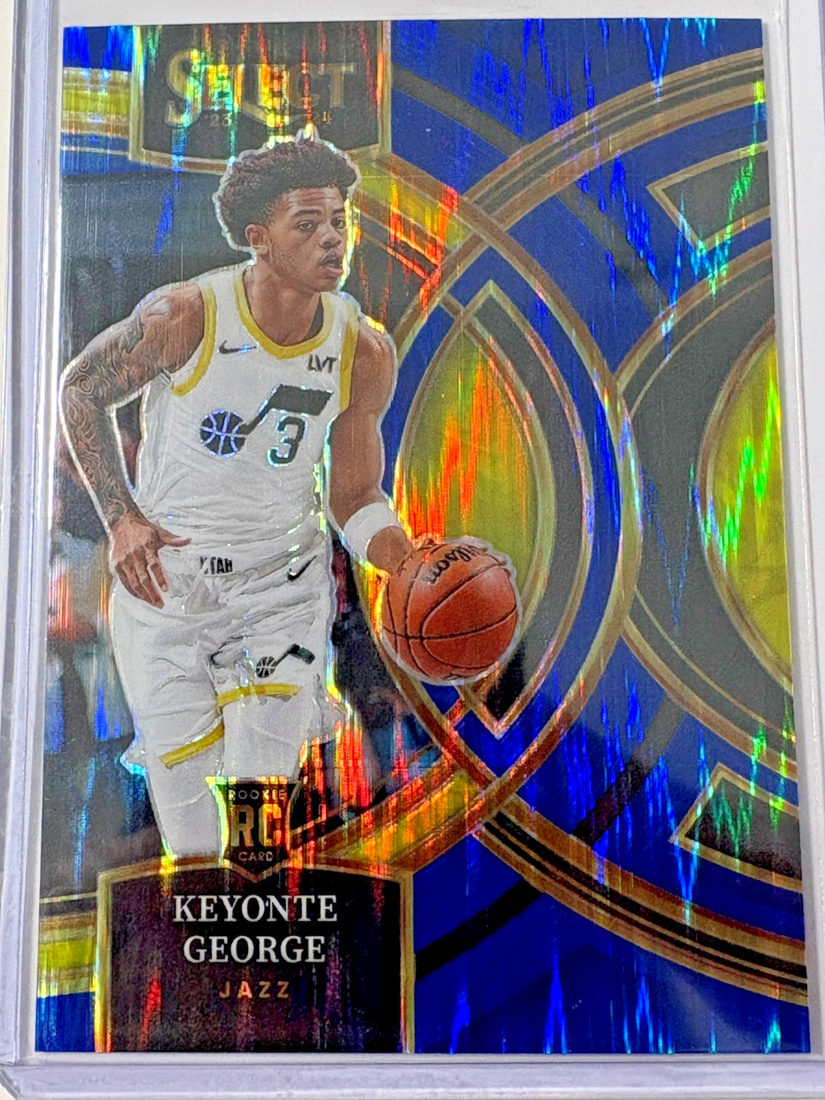Keyonte George  2023-24 Panini Select Prizms Blue Flash #109 (RC) Premier 07/99