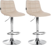 2Er Set Barhocker Jerry Kunstleder Chrom Creme
