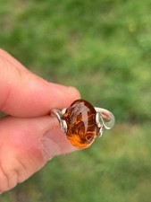 Silver Amber ring vintage 925