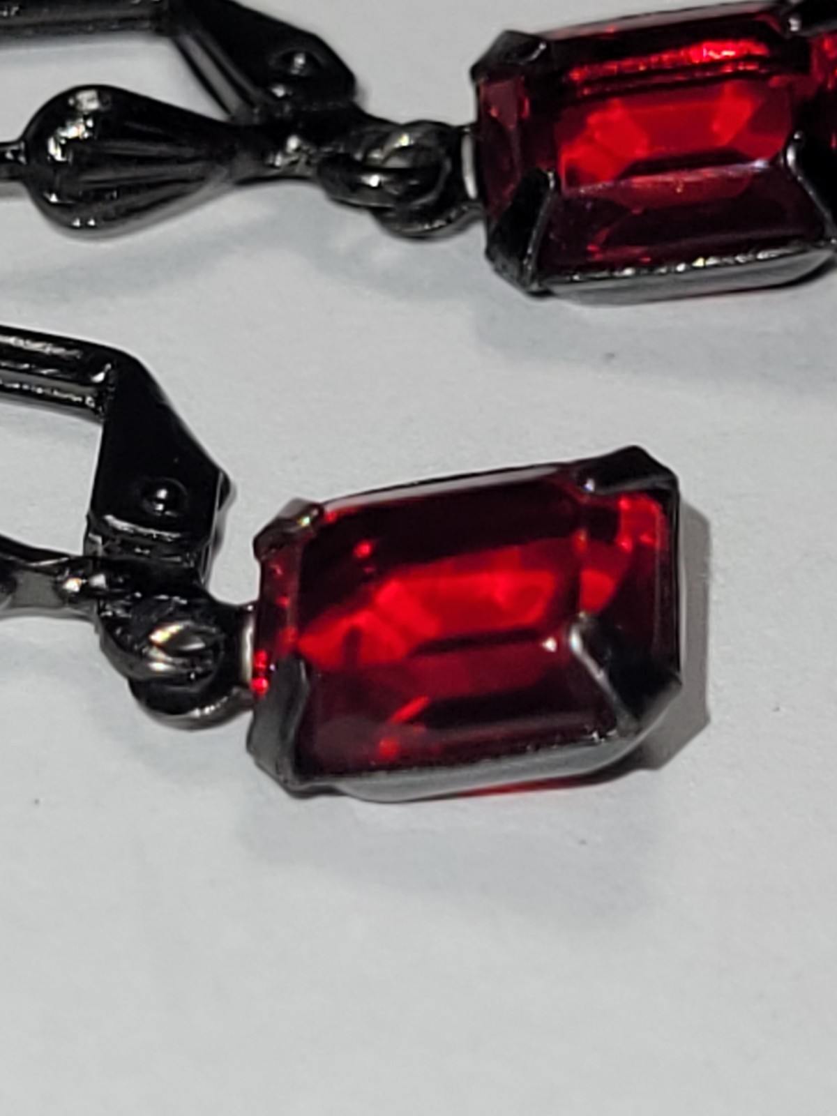Vintage Style Ruby Red Rectangle Crystal Dangle F… - image 7