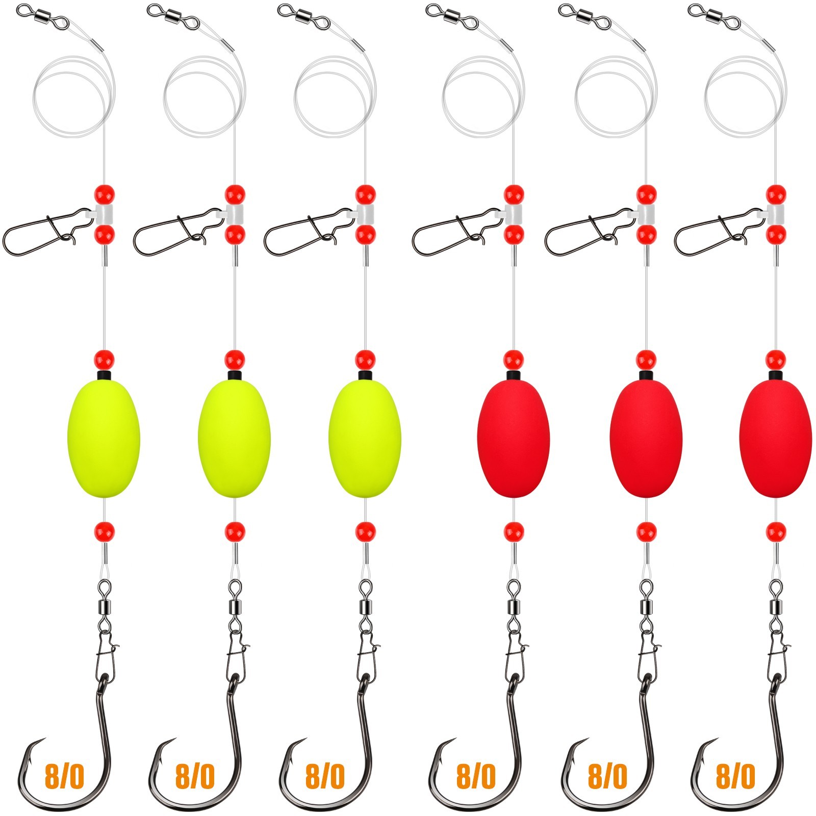 Dovesun Fish Finder Rig with 8/0 Circle Hooks for Shark 6PCS Surf Fishing Rigs