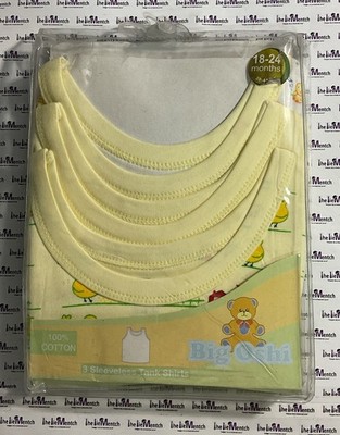 BIG OSHI 100% Cotton Yellow 3-Pack Sleeveless Tank Shirts 18-24 Months BRAND NEW